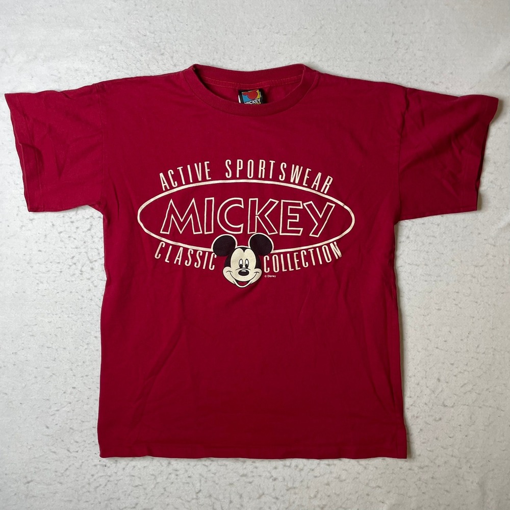 VTG Disney Mickey Unlimited T Shirt Mens Large Red Active Classic‎ Collection